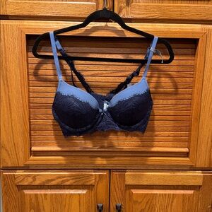 Aerie Blue and Black Lace Bra